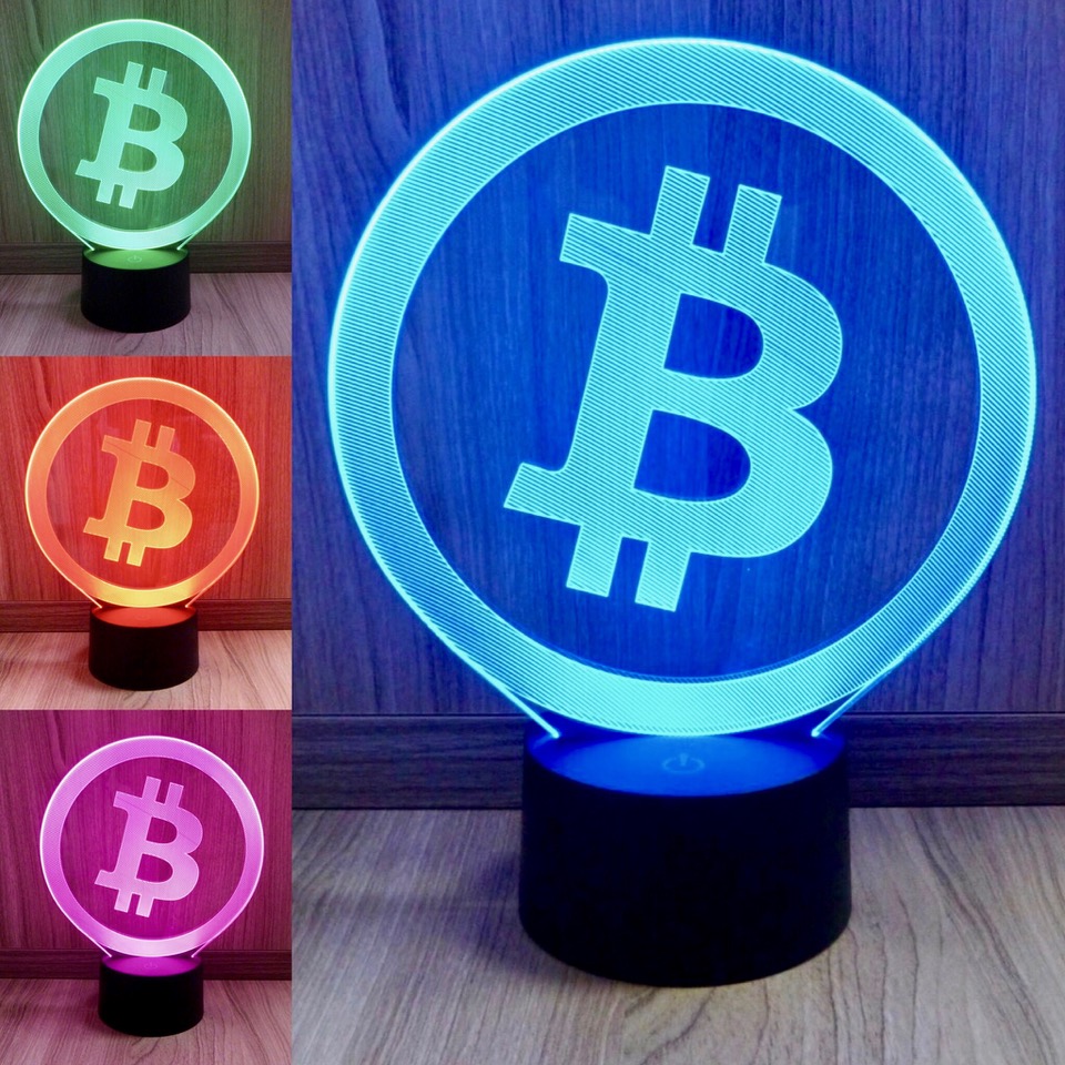 - Perfektes Geschenk für Krypto Fans BTC 7 Farben Multicolor LED Lampe im Bitcoin Design 